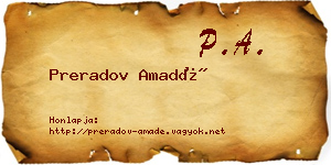 Preradov Amadé névjegykártya